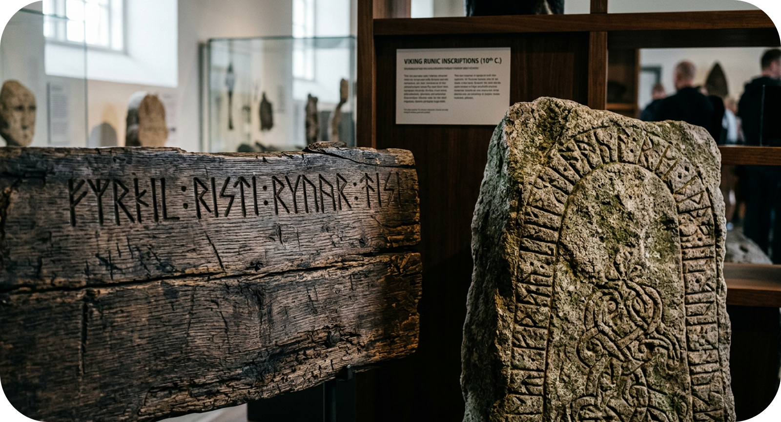 Runenstein in einem Museum