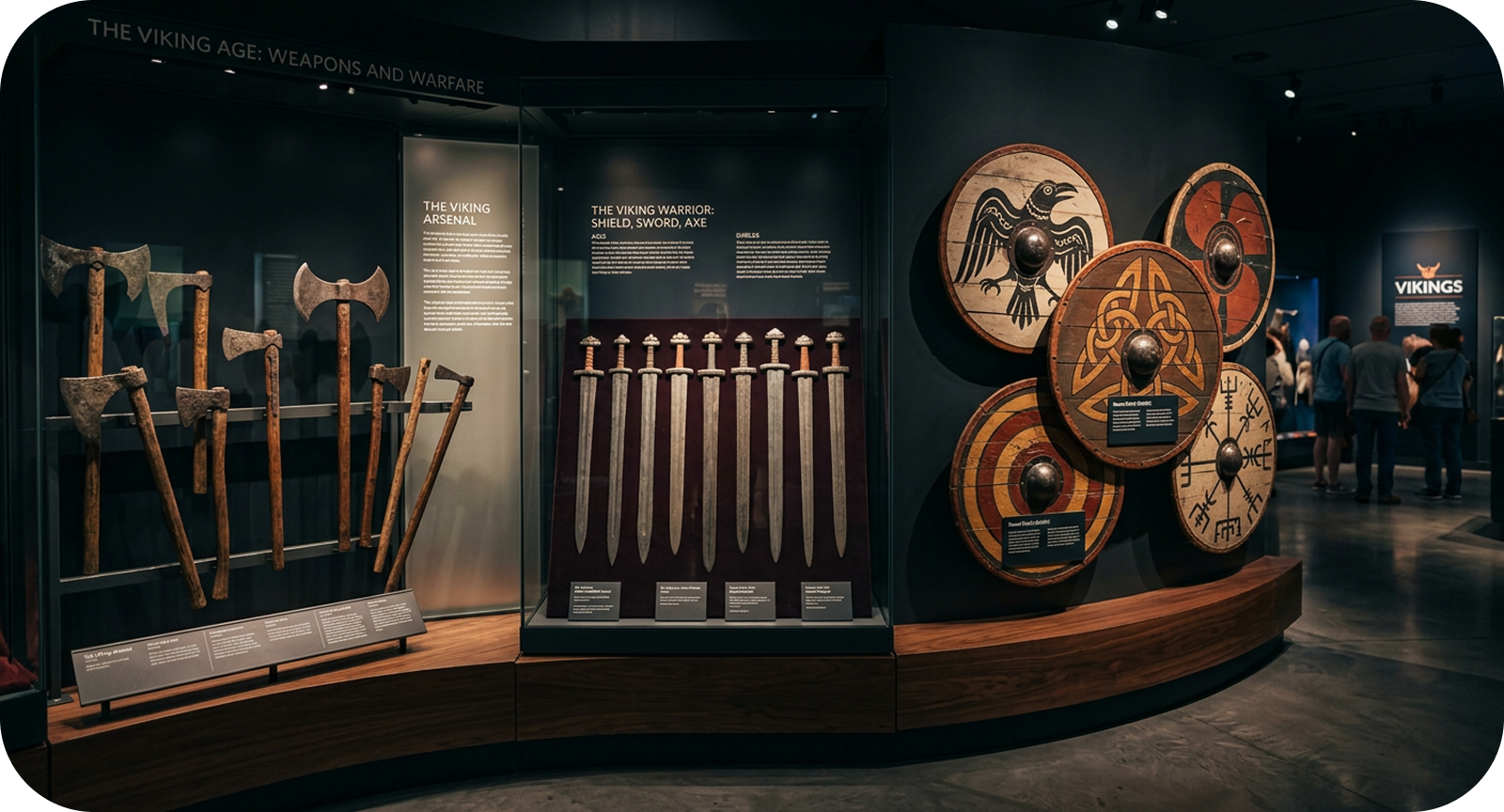 Ausstellung mit Waffen und Schilden