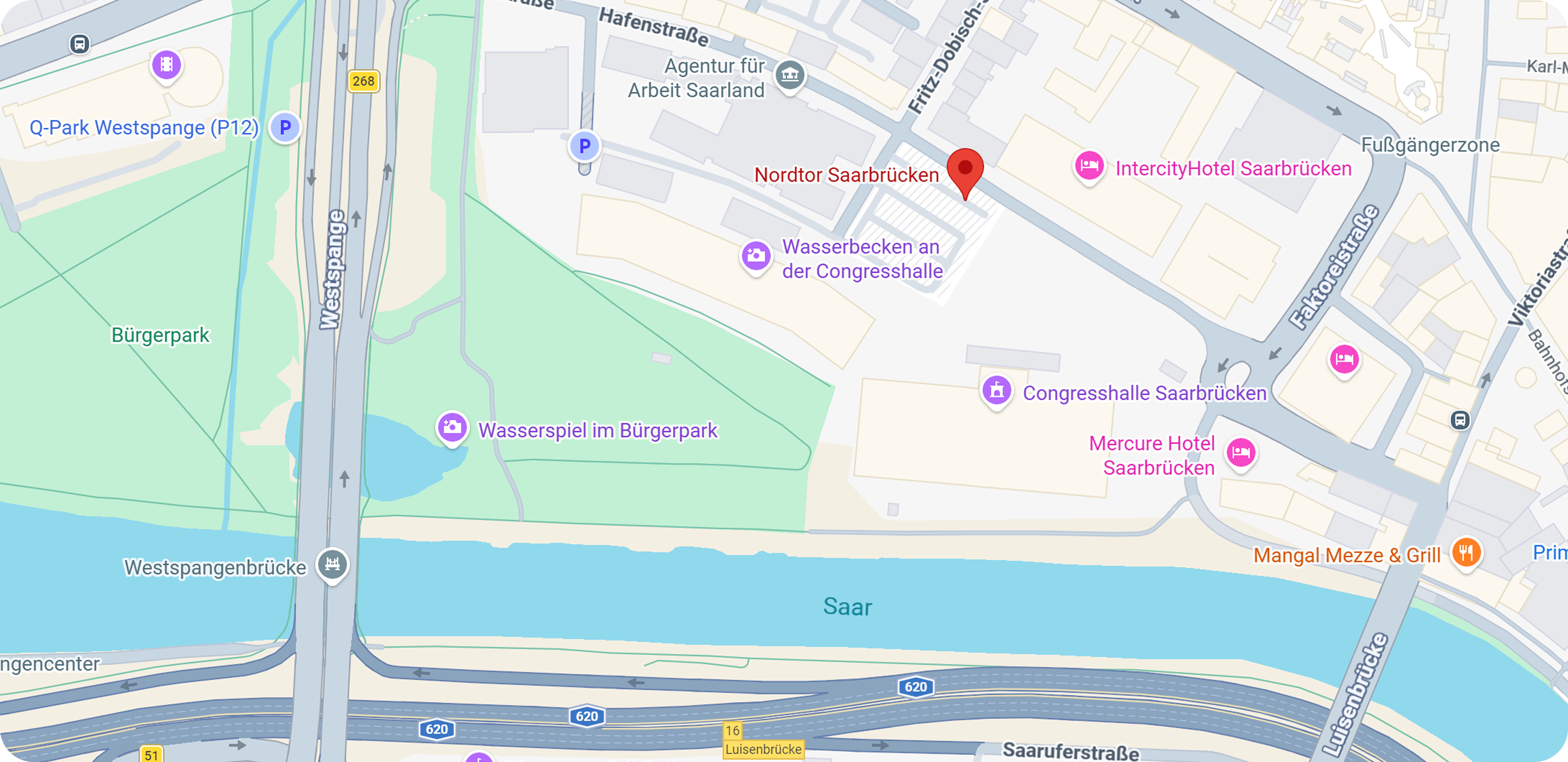 Kartenausschnitt der Adresse Hafenstraße 14 in Saarbrücken