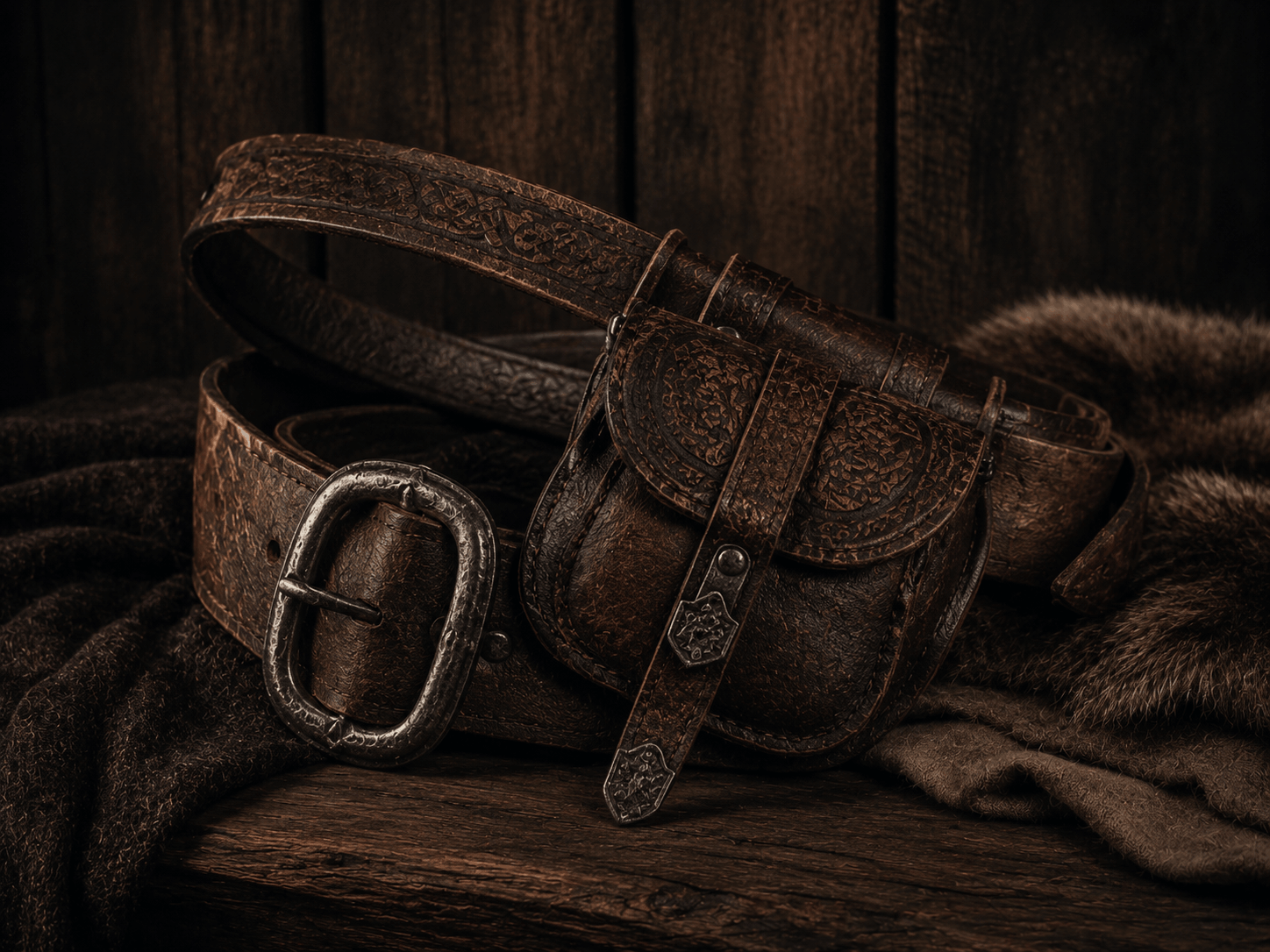 Wikinger-Gürtel mit Tasche als Alltagsausrüstung