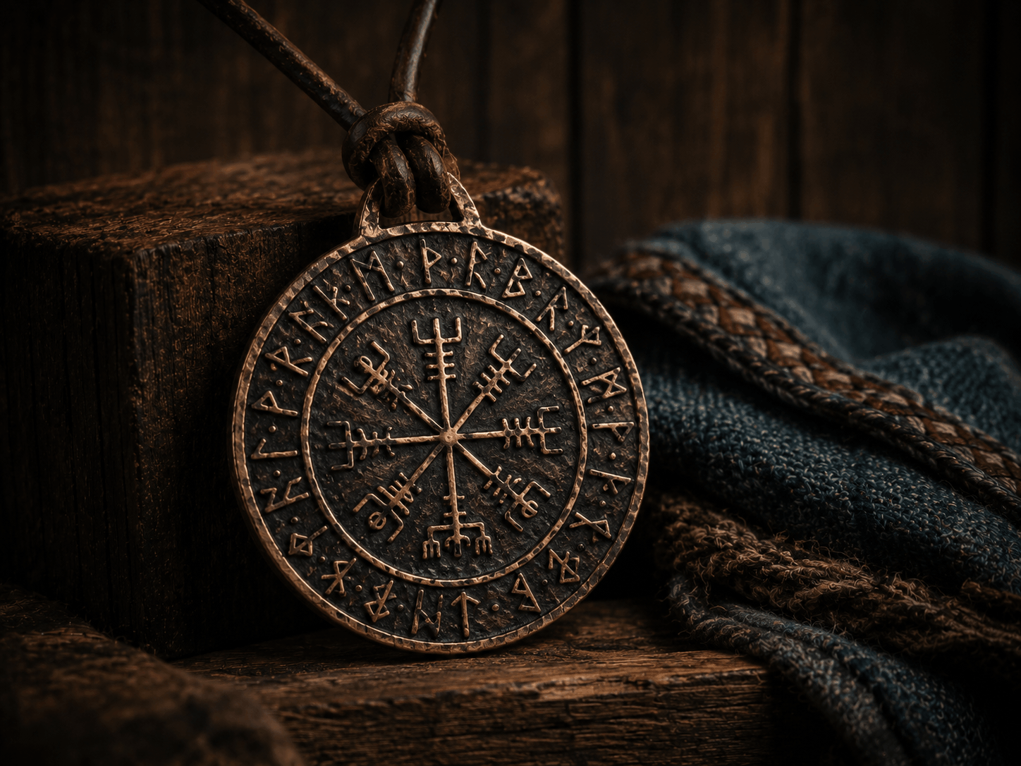 Wikinger-Runenamulett mit eingeritzten Zeichen